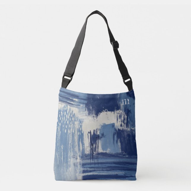 Bolsa Ajustável Abstrato Azul e Marfim (Frente)