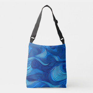 Bolsa Ajustável Abstrato Azul Turquesa Ondas de Água do Oceano  