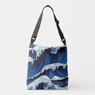 Bolsa Ajustável Abstrato Blue Ocean Ondas Japonês Estilo Trabalho 