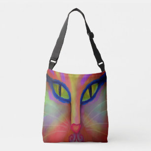 Bolsa Ajustável Abstrato Colorida Face De Gato