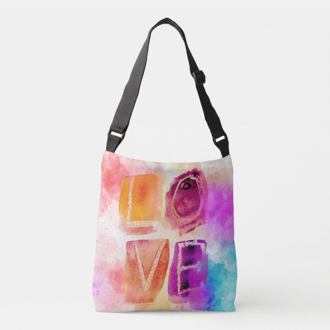 Bolsa Ajustável Abstrato de cor moderna com amor em aquarela (Frente)