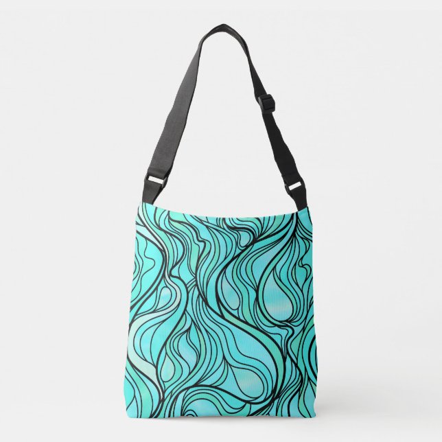 Bolsa Ajustável Abstrato de Vidro Colchado Teal (Frente)