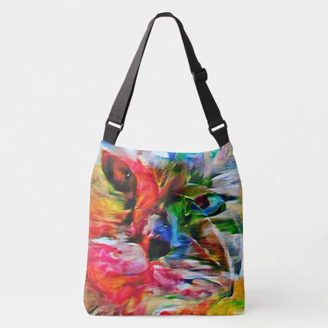 Bolsa Ajustável Abstrato Expressionista Colorida Cat Art Impressão (Frente)