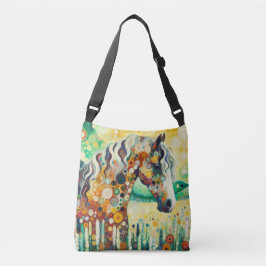Bolsa Ajustável Abstrato Floral Horse Crossbody Bag - Arte Moderna