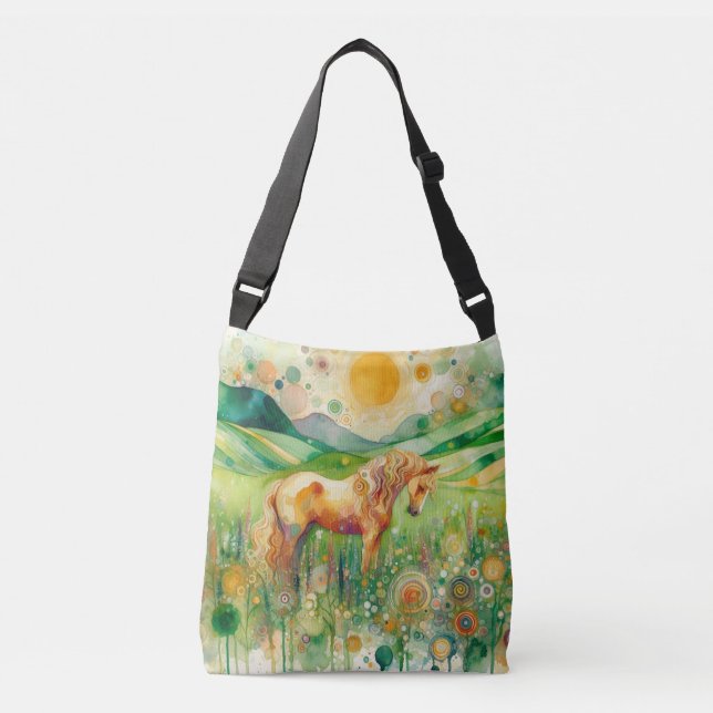 Bolsa Ajustável Abstrato Floral Horse Crossbody Bag - Arte Moderna (Frente)