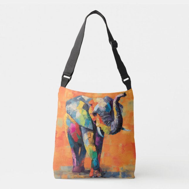 Bolsa Ajustável Abstrato Happy Rainbow Elephant (Frente)