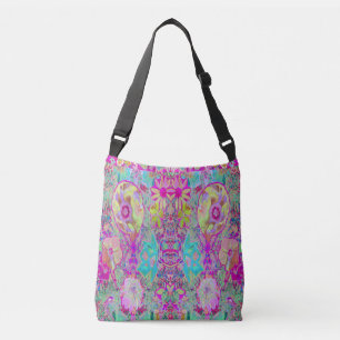 Bolsa Ajustável Abstrato Magenta Psicodélica e Arte do Jardim Aqua