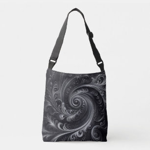 Bolsa Ajustável Abstrato Moderno, preto e branco girando simples