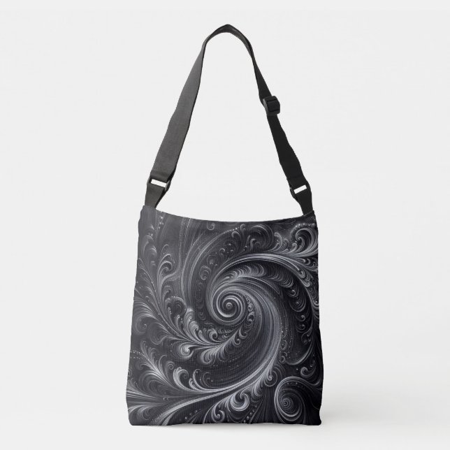 Bolsa Ajustável Abstrato Moderno Simples Redemoinho Preto e Branco (Frente)
