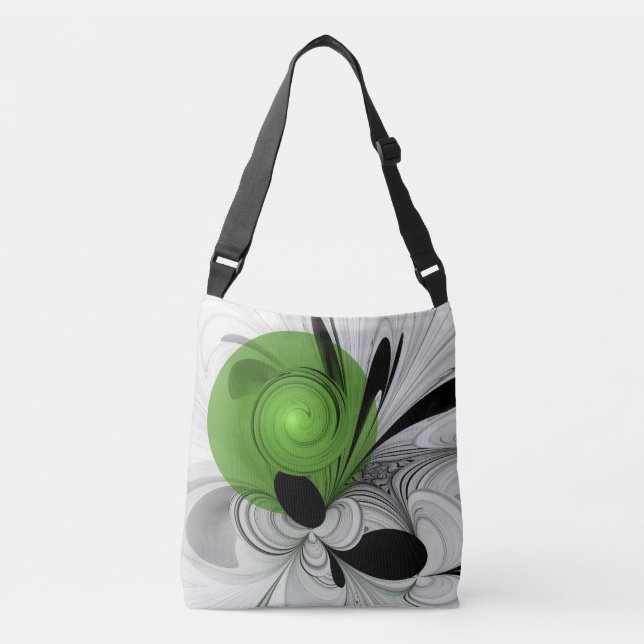 Bolsa Ajustável Abstrato preto e branco com arte frontal verde (Frente)