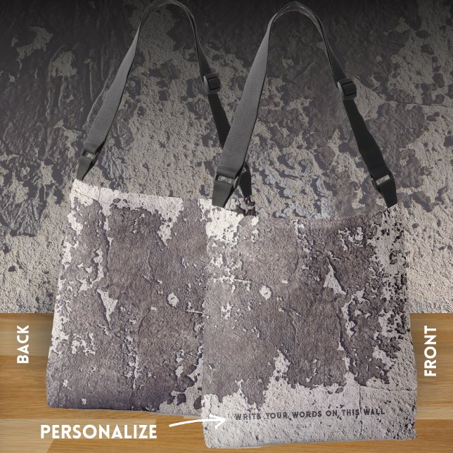Bolsa Ajustável Abstrato preto e branco (parede rachada) (Criador carregado)