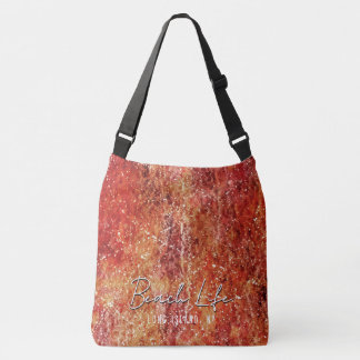 Bolsa Ajustável Abstrato Red Watercolor Flourar com Texto Personal