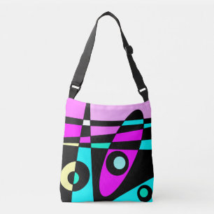 Bolsa Ajustável Abstrato Surfing Turquoise Hot Pink Amarelo Amarel