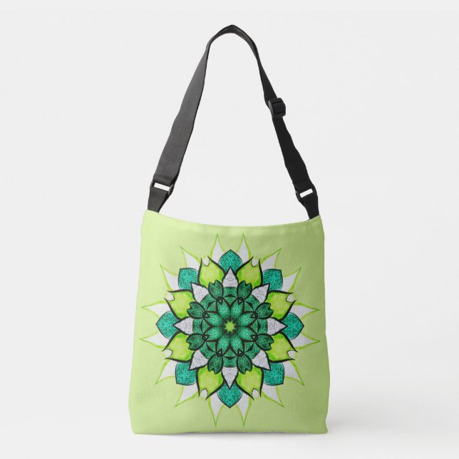 Bolsa Ajustável Abstrato Verde Flor Mandala (Frente)
