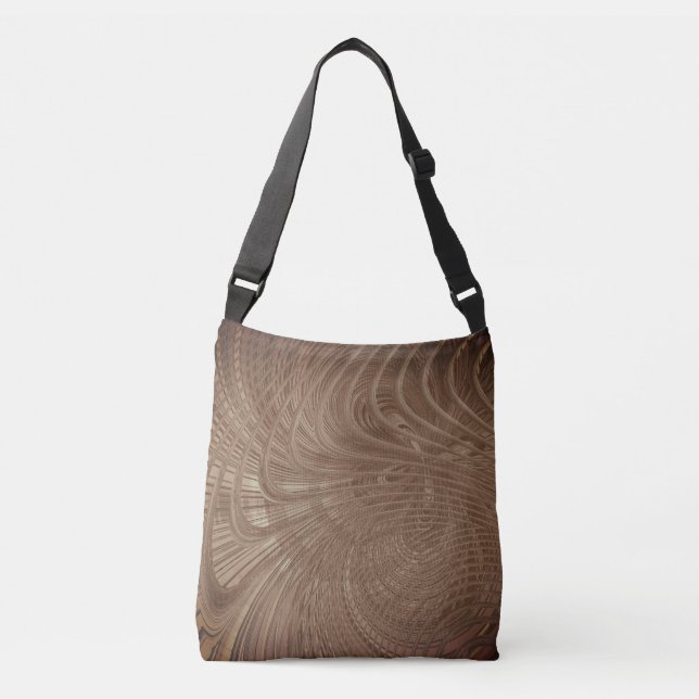 Bolsa Ajustável Abstrato Waves Brown Crossbody Bag (Frente)