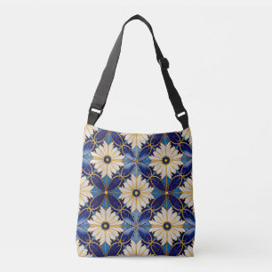 Bolsa Ajustável Acessórios de moda de Art Deco Dourado Blue Petal