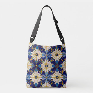 Bolsa Ajustável Acessórios de moda de Art Deco Dourado Blue Petal