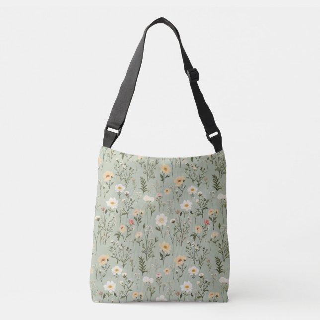 Bolsa Ajustável Adoráveis Flores de Prados em Verde (Frente)