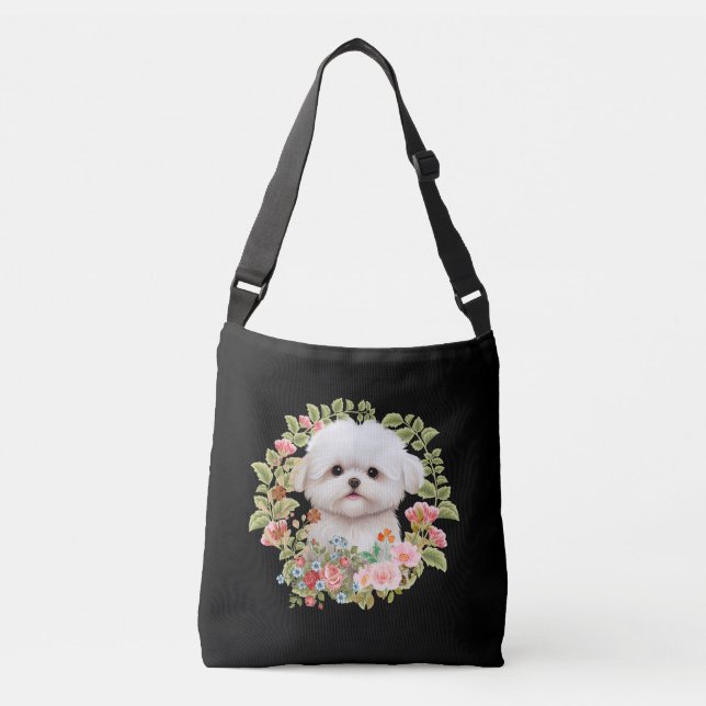 Bolsa Ajustável Adorável Maltês Puppy em Blogue, amante Maltês de  (Frente)