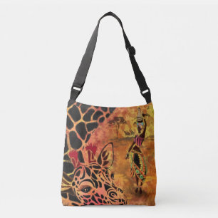 Bolsa Ajustável African Girl and Giraffe - Amigos - Pintura -