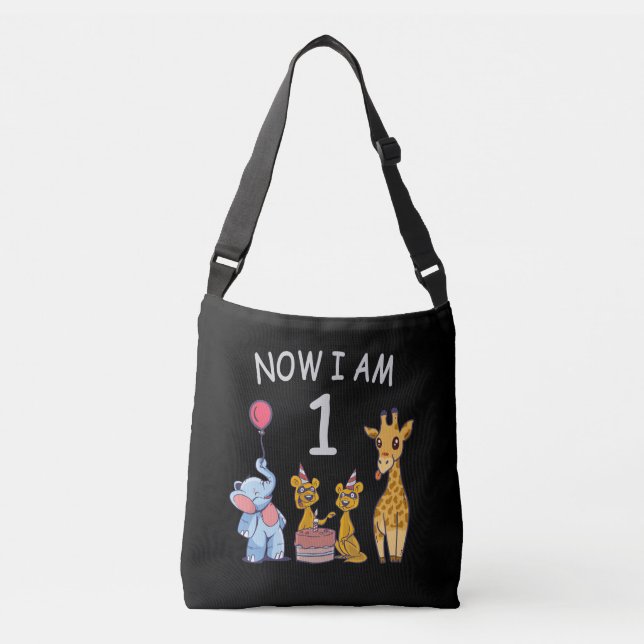 Bolsa Ajustável Agora eu tenho 1 ano de idade Aniversário de 1 ano (Frente)