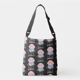 Bolsa Ajustável Água-viva pintada à mão, padrão vibrante de safra.