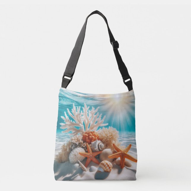 Bolsa Ajustável Águas-marinhas tropicais do Oceano de Praia (Frente)