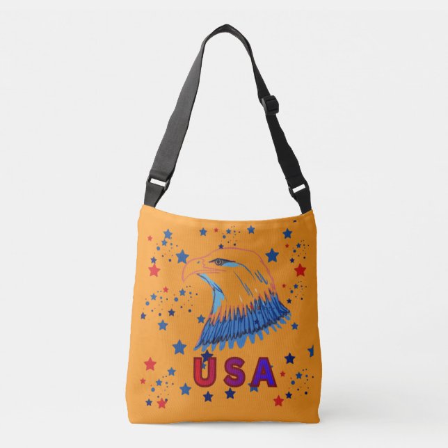 Bolsa Ajustável águia patriótica americana laranja (Frente)