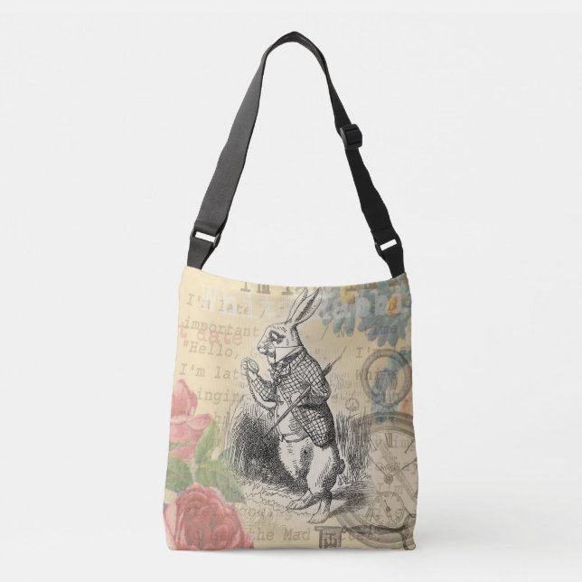 Bolsa Ajustável Alice no Coelho Branco na Arte Maravilha (Frente)