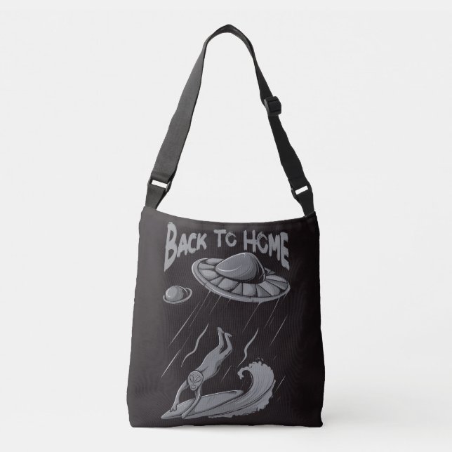Bolsa Ajustável alienígena ufo surfing ilustrando com retorno ao h (Frente)