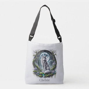 Bolsa Ajustável Amantes de lobo fofo adicionam nome 