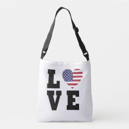 Bolsa Ajustável American Flag Crossbody Bag - Amor Patriótico