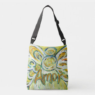 Bolsa Ajustável Amor Angel Word Art Purse Bag Cross Body Bag