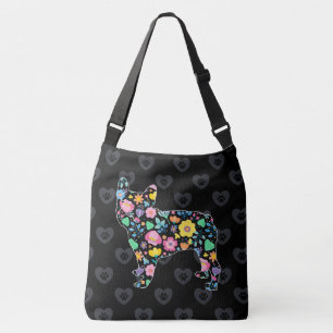 Bolsa Ajustável Amor bonito meu design floral do buldogue francês