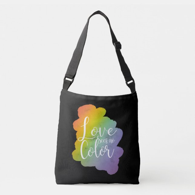 Bolsa Ajustável Amor Não Vê Cor Citar Arco-Íris Preto (Frente)
