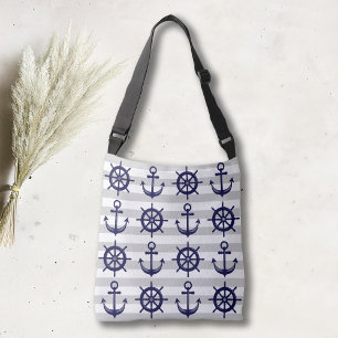 Bolsa Ajustável Âncora Azul-Marinho Roda de Leme Faixa Cinza Náuti