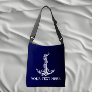 Bolsa Ajustável Ancoragem Náutica Vintage Corra Seu Texto Aqui