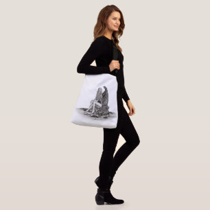 Bolsa Ajustável Angel, perdido no pensamento, Design preto e branc