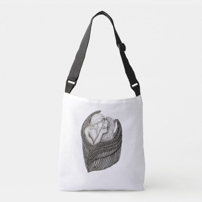 Bolsa Ajustável Angels Kissing, Design preto e branco (Frente)
