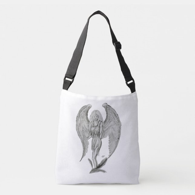 Bolsa Ajustável Anjo, design preto e branco (Frente)