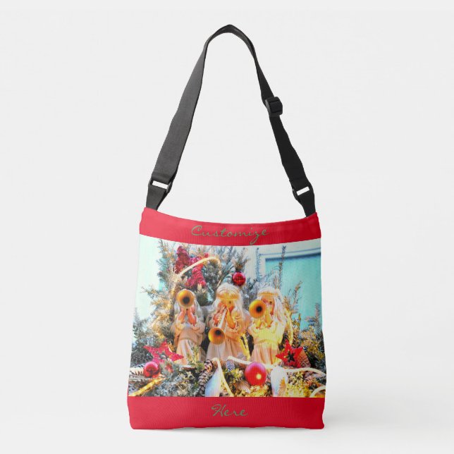 Bolsa Ajustável anjos de natal alegres trombetando (Frente)