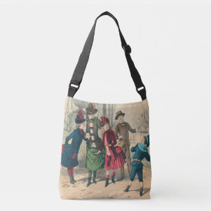 Bolsa Ajustável Antigos Crianças Vitorianas Jogam Bola 1880 Invern