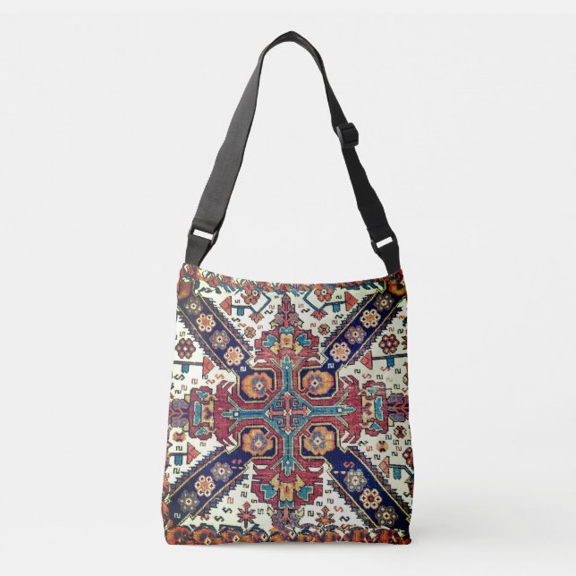 Bolsa Ajustável Antiguidade Zeykhur Oriental Rug Design Crossbody  (Frente)
