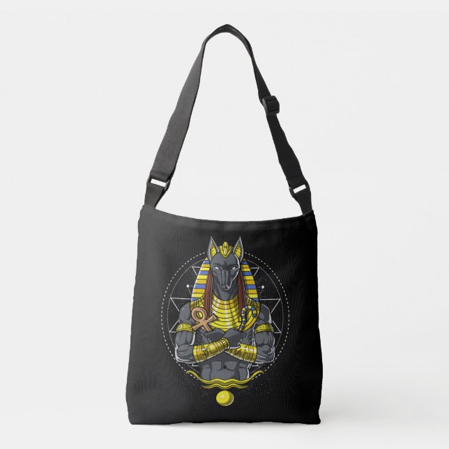 Bolsa Ajustável Anubis Egípcio Lobo Deus Egito Mito Ankh (Frente)