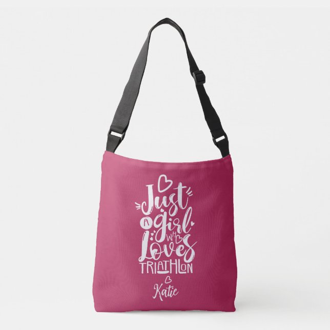 Bolsa Ajustável Apenas Uma Garota Rosa Magenta e Branco Triatlo  (Frente)