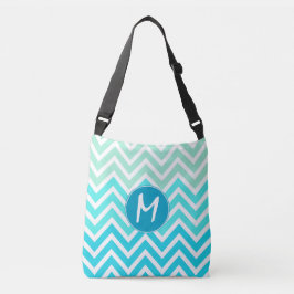 Bolsa Ajustável Aqua Chevron Monogramas Crossbody Bag
