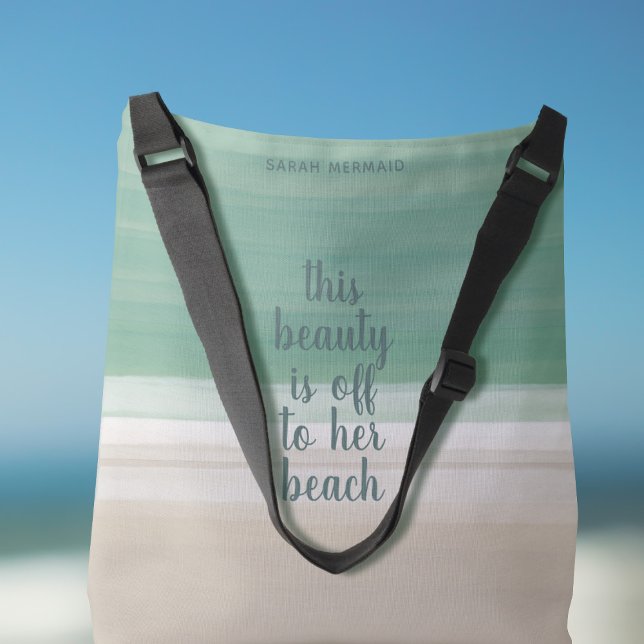 Bolsa Ajustável Aquarela Turquesa Ocean Beach Crossbody Bag (Add your name to this ocean beach crossbody bag and get to the beach ASAP)
