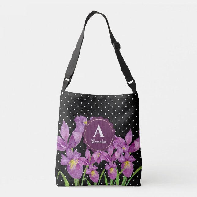 Bolsa Ajustável Aquarelas Purple Iris Bolinhas Pretas (Verso)