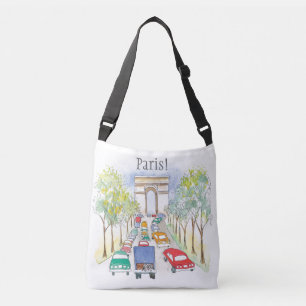 Bolsa Ajustável Arc de Triomphe Paris Whimsical Watercolor Sketch