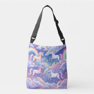 Bolsa Ajustável Arco-íris cintilante e unicórnios nas nuvens